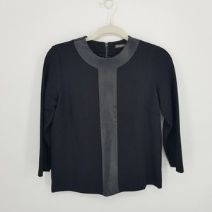 J McLaughlin 100% Lambskin Leather Trim Top